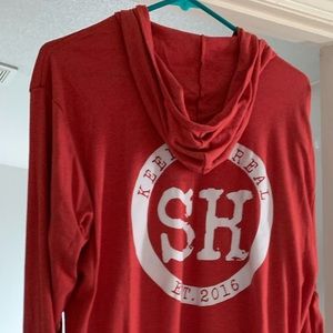 Salty Honey lightweight red hoodie sweatshirt
